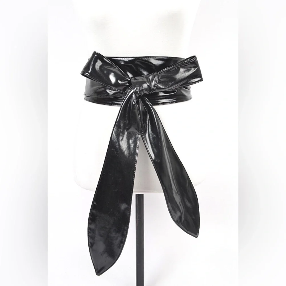 Metallic Vegan Leather Obi Statement Belt